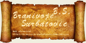 Branivoje Šurbatović vizit kartica